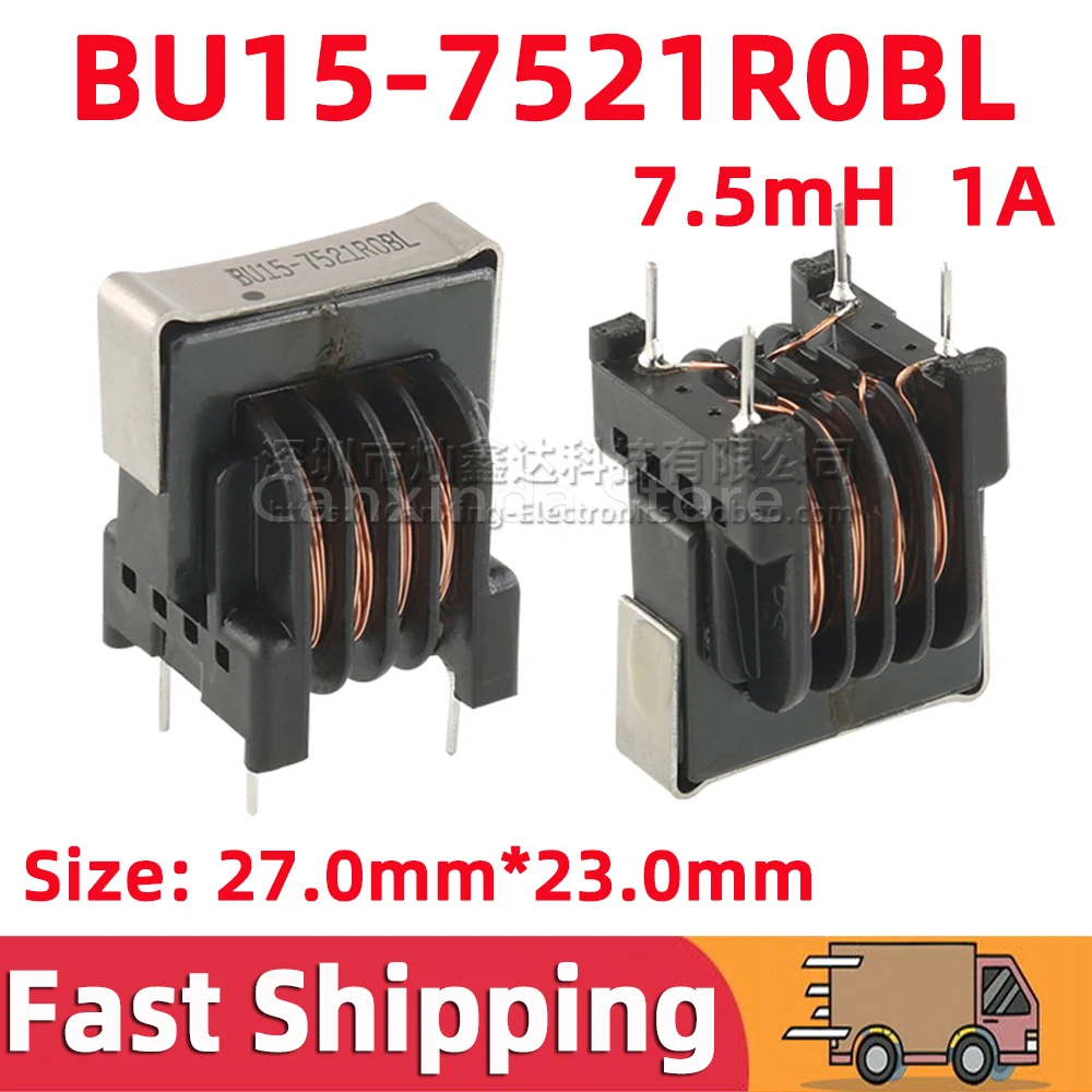 

2pcs BU15-7521R0BL UU16 Common Mode Choke Coil Power Inductor Inductance 7.5mH 1A Switching Power Supply Filter