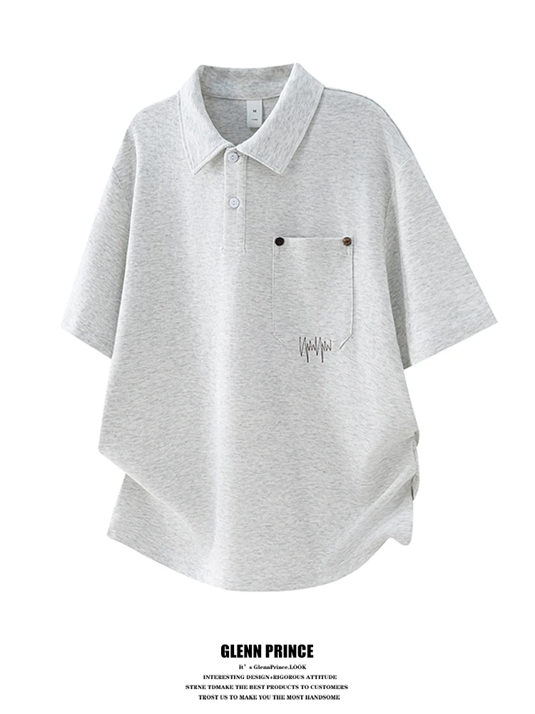 

Loose Fit Men's Short Sleeve Shirt with Pocket And Embroidery Breathable Summer Fashion Casual Cotton Polyester Blend