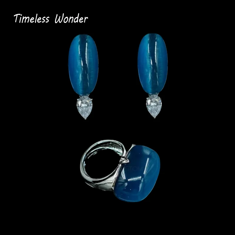

Timeless Wonder Fancy Zircon Cat Eye Stone Button Earrings Women Designer Jewelry Luxury Sweet Gift Rare Top Trendy Cute 1376