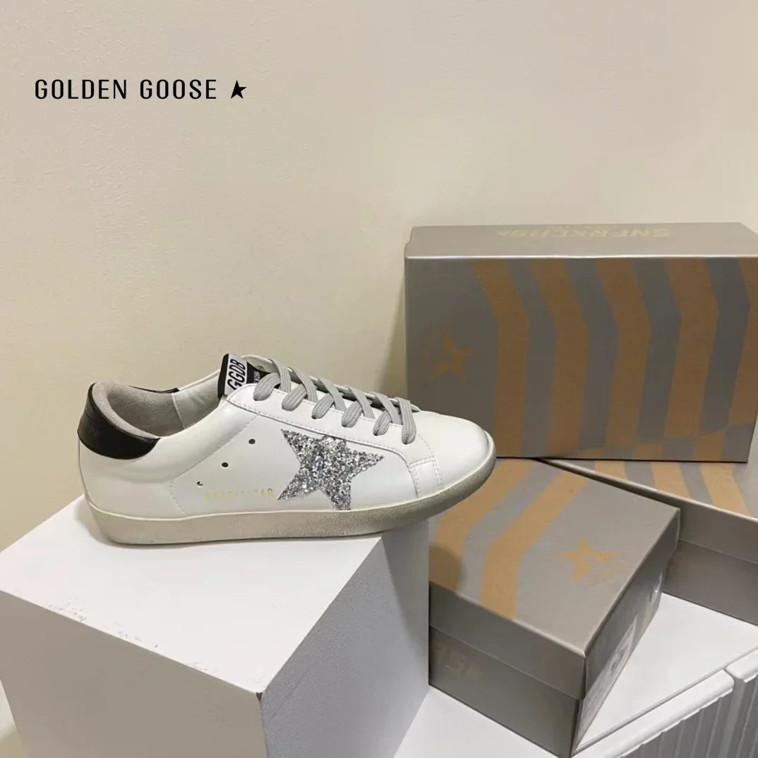 Top GOLDEN-GOOSE Luxury Gold Stars Women Men Casual Shoes Leather Material Board Shoes Fashion Sequins for Holiday Parties