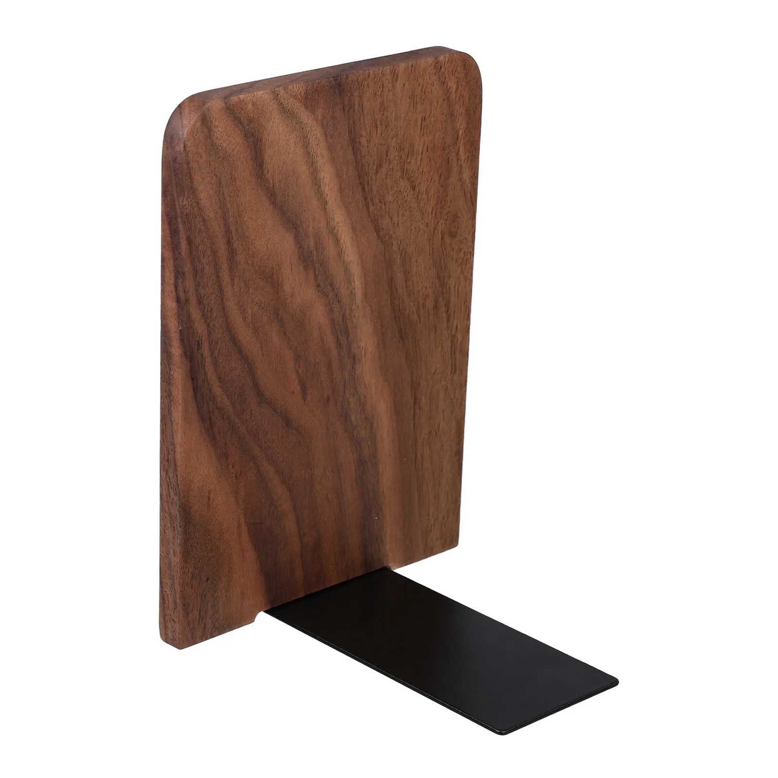 Wood Bookends Beech Wood Metal Base L Shape Book Organizer Vertical File Rack Non Slip Decorative Book Ends for Office Classroom