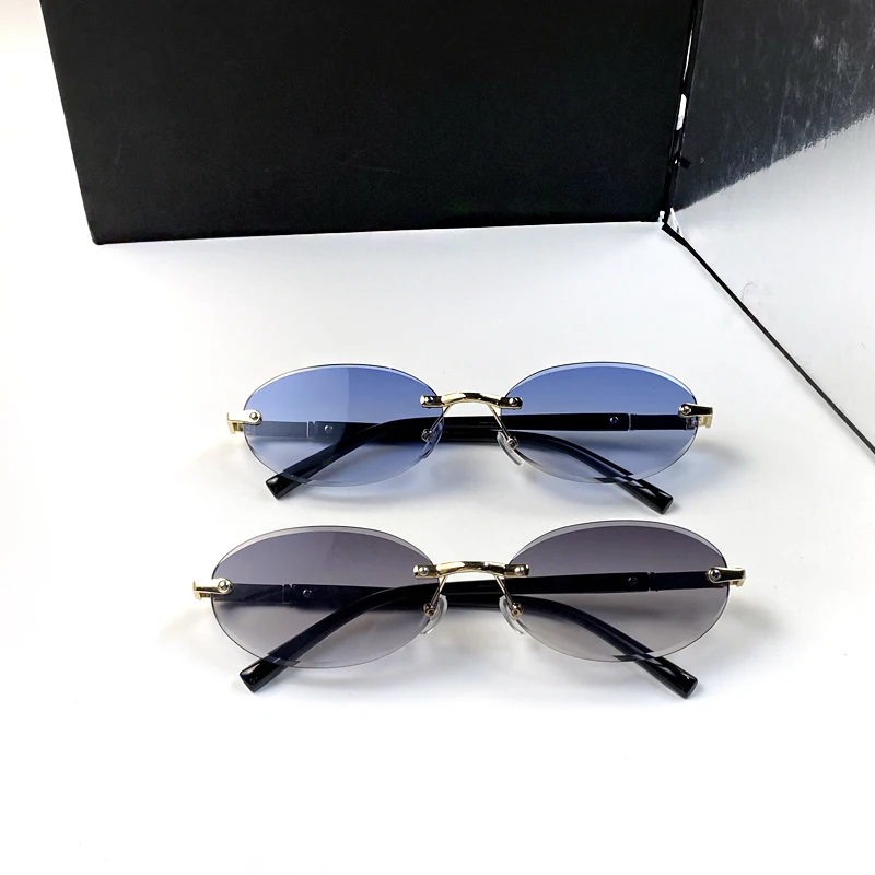2pcs Oval Combo Fashion Metal Sun Glasses For Both Men and Women Cross-border Summer Beach Sunshade Sunglasses