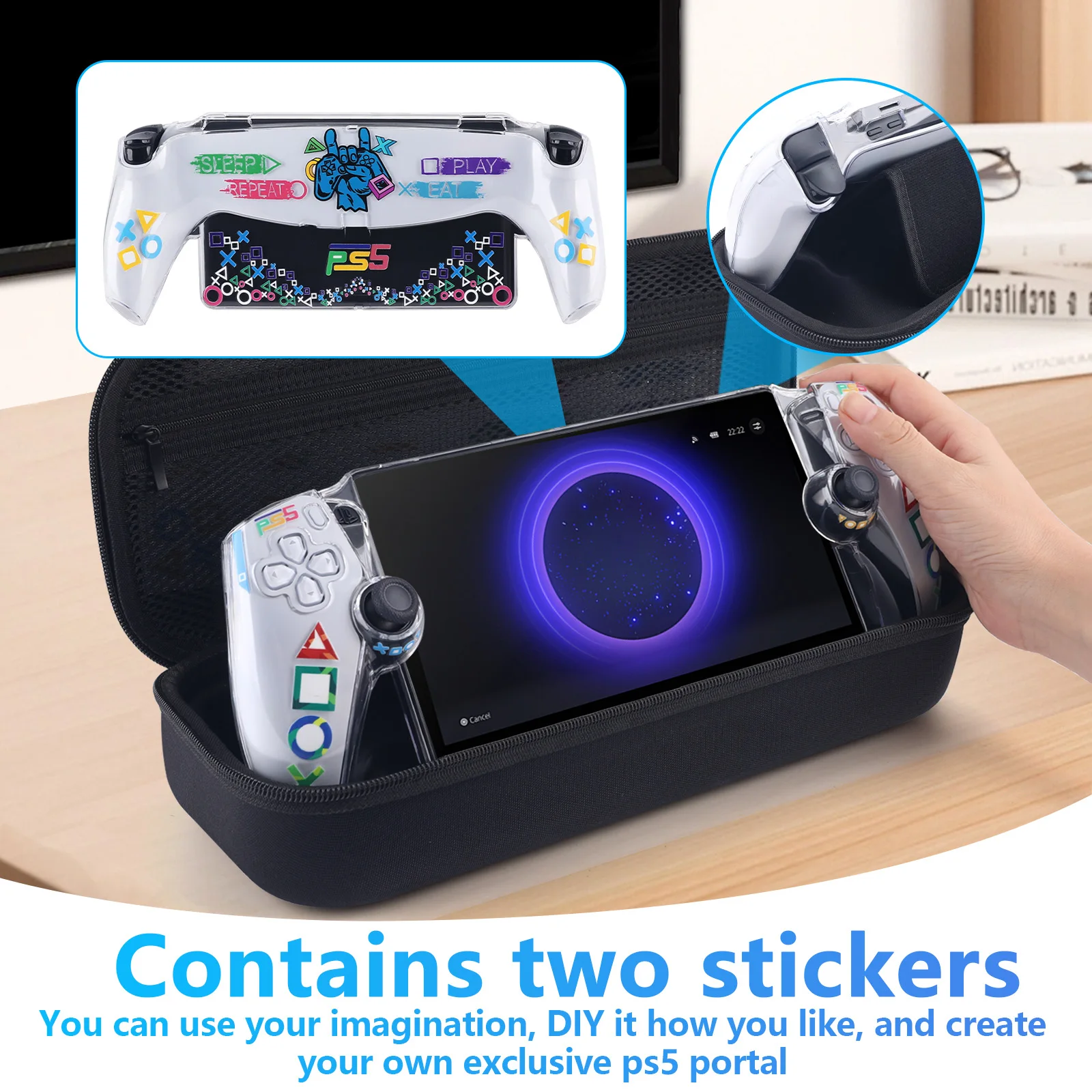 Transparent Protective Shell Case for PS5 Portal Sleeve Skin Anti-Scratch Handheld Game Console Cover for PlayStation 5 Handbag