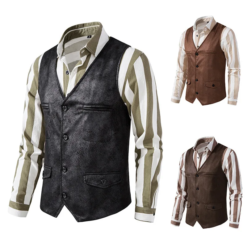 Z609Best Man European and American V-neck Button Jacket Vest Foreign Trade Vest Amazon