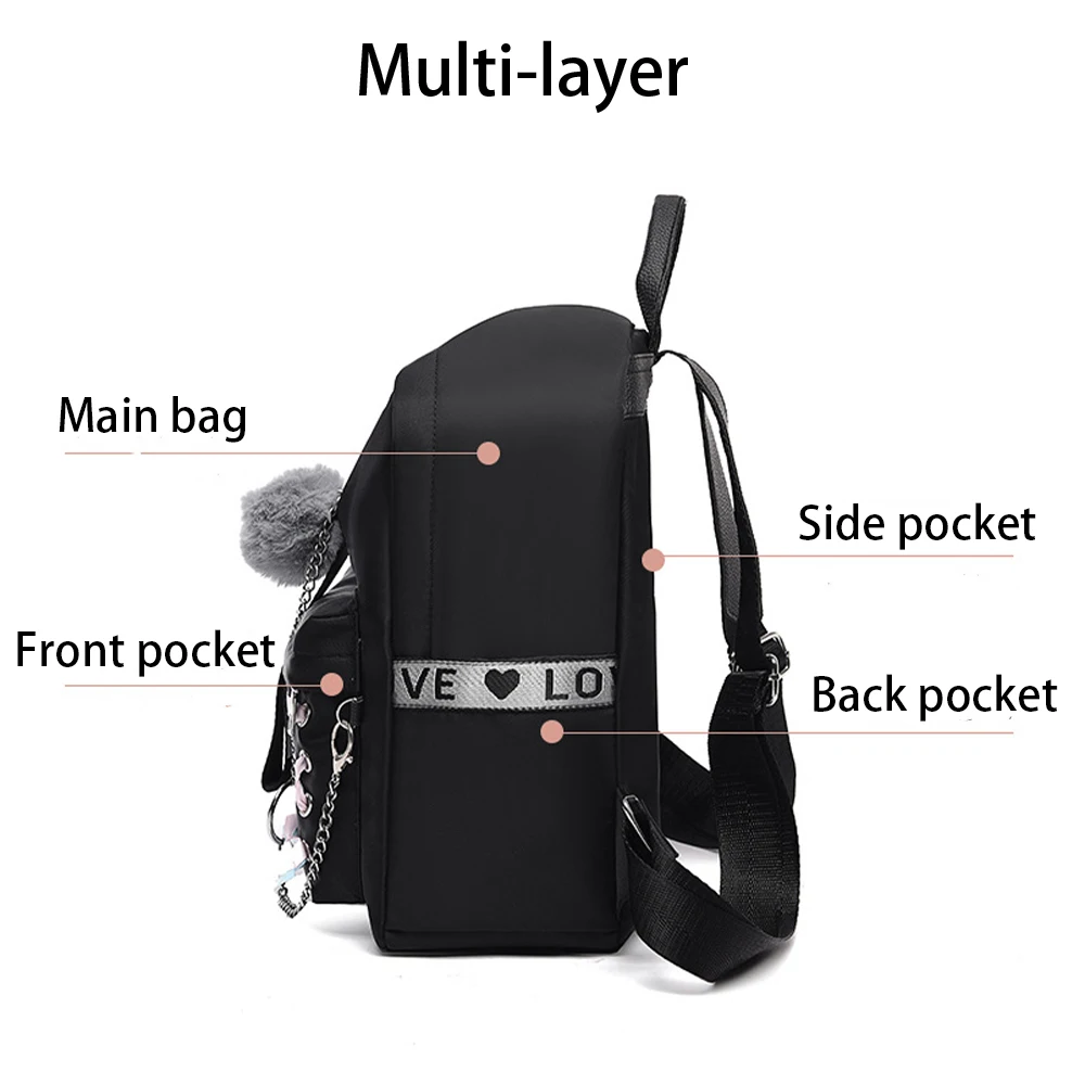 Syzm mulheres à prova dwaterproof água oxford mochila elegante cruz cinta mochila bonito da menina mochila com bola de pelúcia estudante da faculdade sacos