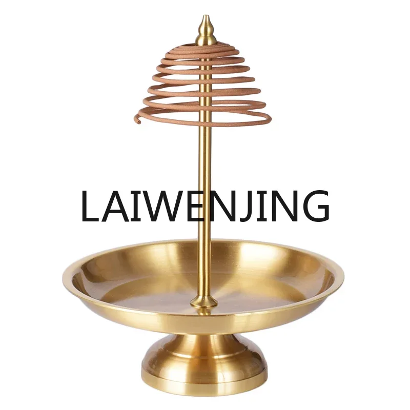 RWJ Wire-Drawing Brass Plain Smooth Telescopic Cone Incense Incense Coil Ring Basin