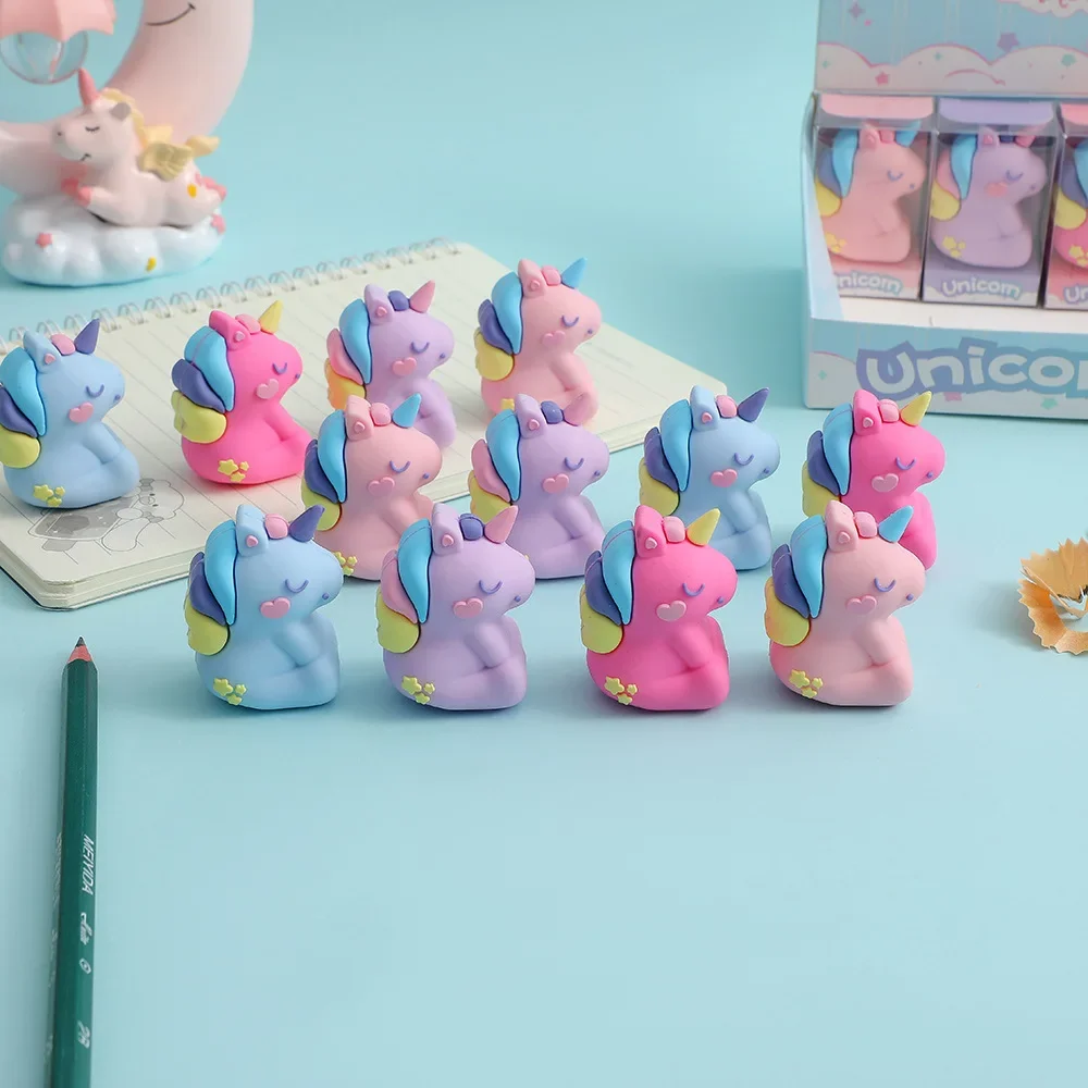 Rautan pensil bentuk kartun Unicorn anak-anak, rautan pensil pelajar, perlengkapan alat tulis sekolah Kawaii