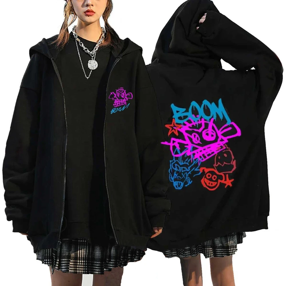 Arcane-Jinx Zip Up Hoodie Graphic Anime Sweatshirt Women Men Tracksuit Aesthetic Jacket Manga Casual Streetwear