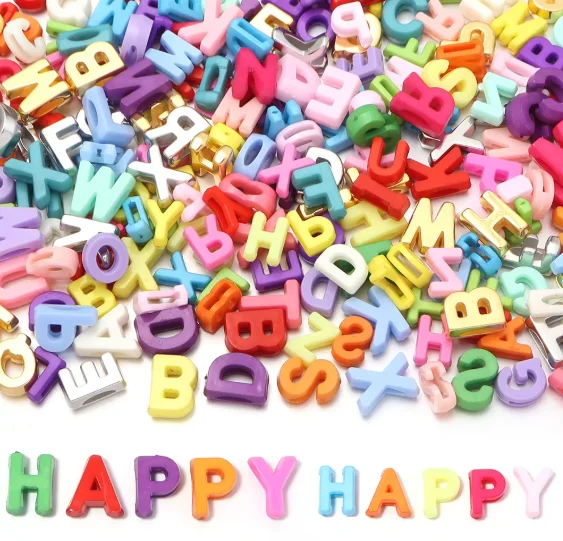 15mm color random mixing, letter beads, acrylic beads, DIY accessories, pendants, decorative beads, holiday gifts, party supplie