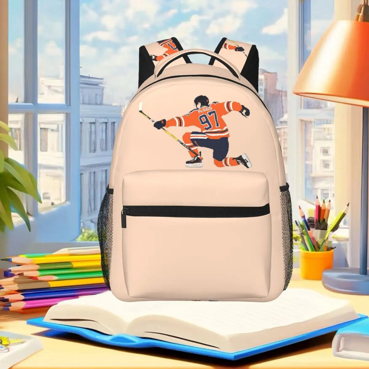 Connor McDavid 97 For Edmonton Oilers Fans Backpack Student Boys Girls BookBag School Bag Laptop Shoulder Bags for Men Women