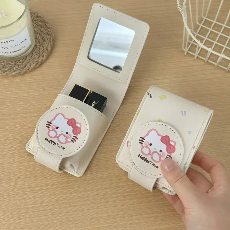 

Cartoon Cat Lipstick Pack Powder Storage Bag Portable Cute Mini Makeup Bag Comes with Mirror Makeup Artifact