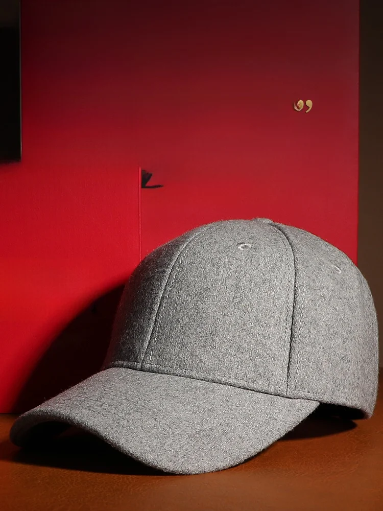 

Elely Designed Light ey Camere Baseball Cap for Men Winter Luxury Large Head Circumference Warm Dubill Cap