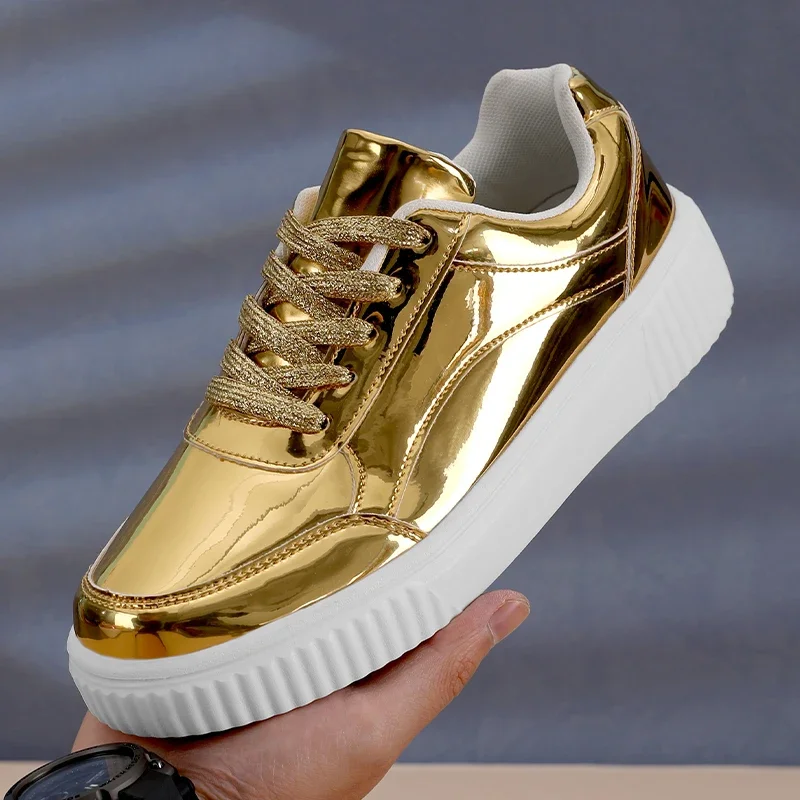 

Men Women Mirror Leather Running Shoes Outdoor Lightweight Sneakers Casual Walking Shoes Lace-up Non-slip Athletic Tennis Shoes