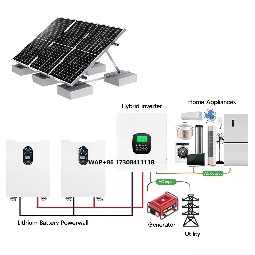 Solar Racking Inverter Battery Panel Hybrid System Kit Complete 5kw Balcony 3kw 10kw Solar System Home Power