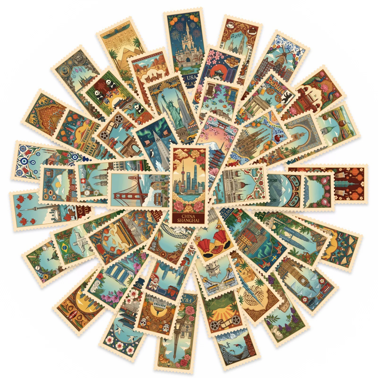 

10/50PCS World Landmark Graffiti Stickers Attractions of Various Countries Sticker for Computer Stationery DIY Toys Secret