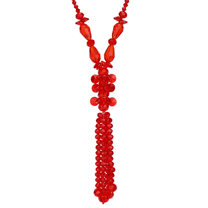 قلادات نسائية عصرية ومتعددة الاستخدامات، سلاسل سترة طويلة مطرزة بالكريستال متعددة الألوان للخريف والشتاء