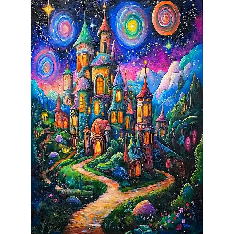 

GATYZTORY 60x75cm Frame Diy Painting By Numbers Dream Castle Paint By Numbers Kits For Adults Handpainted Diy Gift For Home