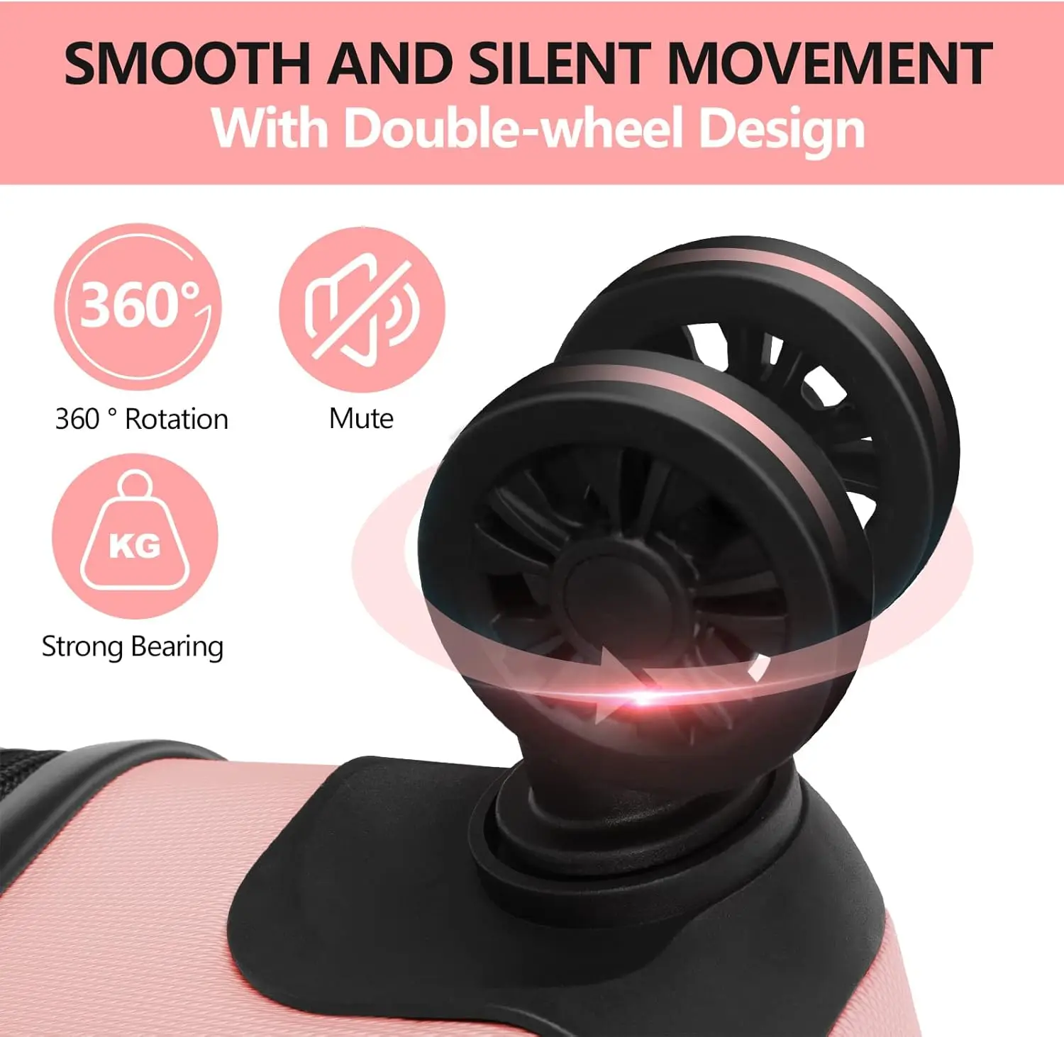 حقيبة ABS صلبة خفيفة الوزن مع 4 عجلات عالمية، قفل TSA، كبير 30 بوصة وردي، مثالية للسفر وتخزين الأمتعة