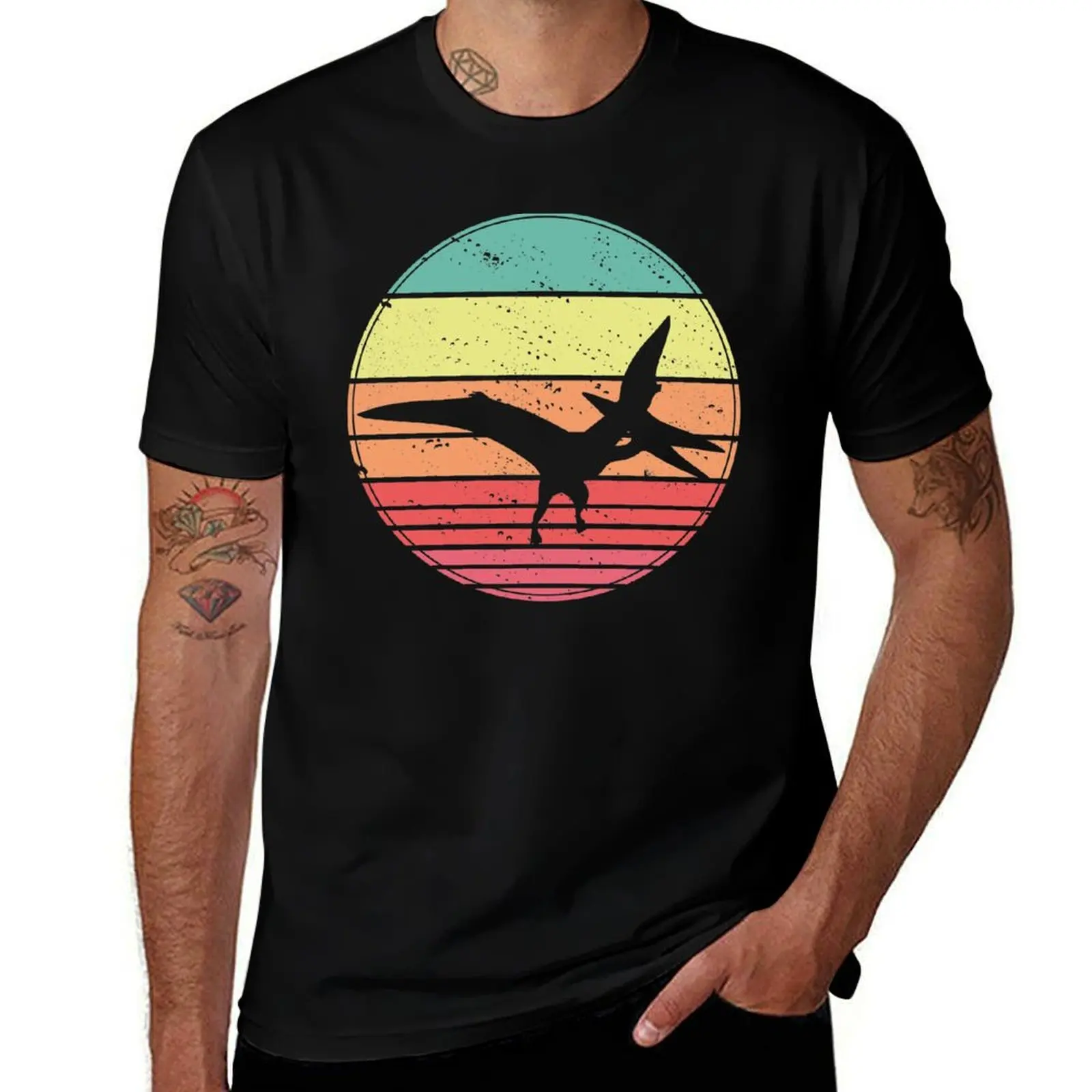 

Pterodactyl Dinosaur Vintage Retro Sunset T-Shirt g man t shirts for men anime t shirts oversize man t shirt luxury T-shirt
