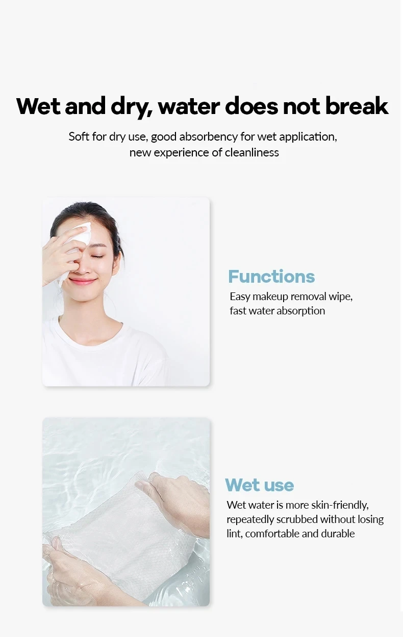 100 Stuks Wegwerp Gezichtshanddoek Katoenen Tissue Zachte Dikke Droge Veeg Herbruikbare Make-Up Remover Pads Gezichtsreinigingsdoekje