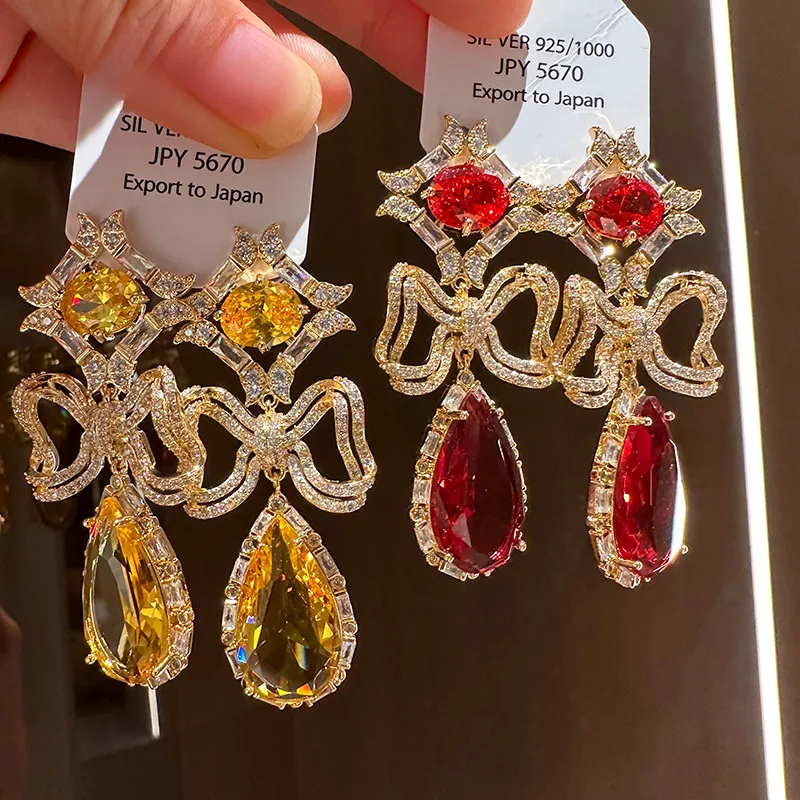 Fashion Temperament Light Luxury Bow Zircon Earrings