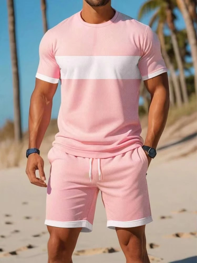 

Cartoon Flower Print Summer Men's Short Sleeve Shorts Set Everyday Casual Women T-shirt Outdoor Sports Kid Beach Shorts Suit