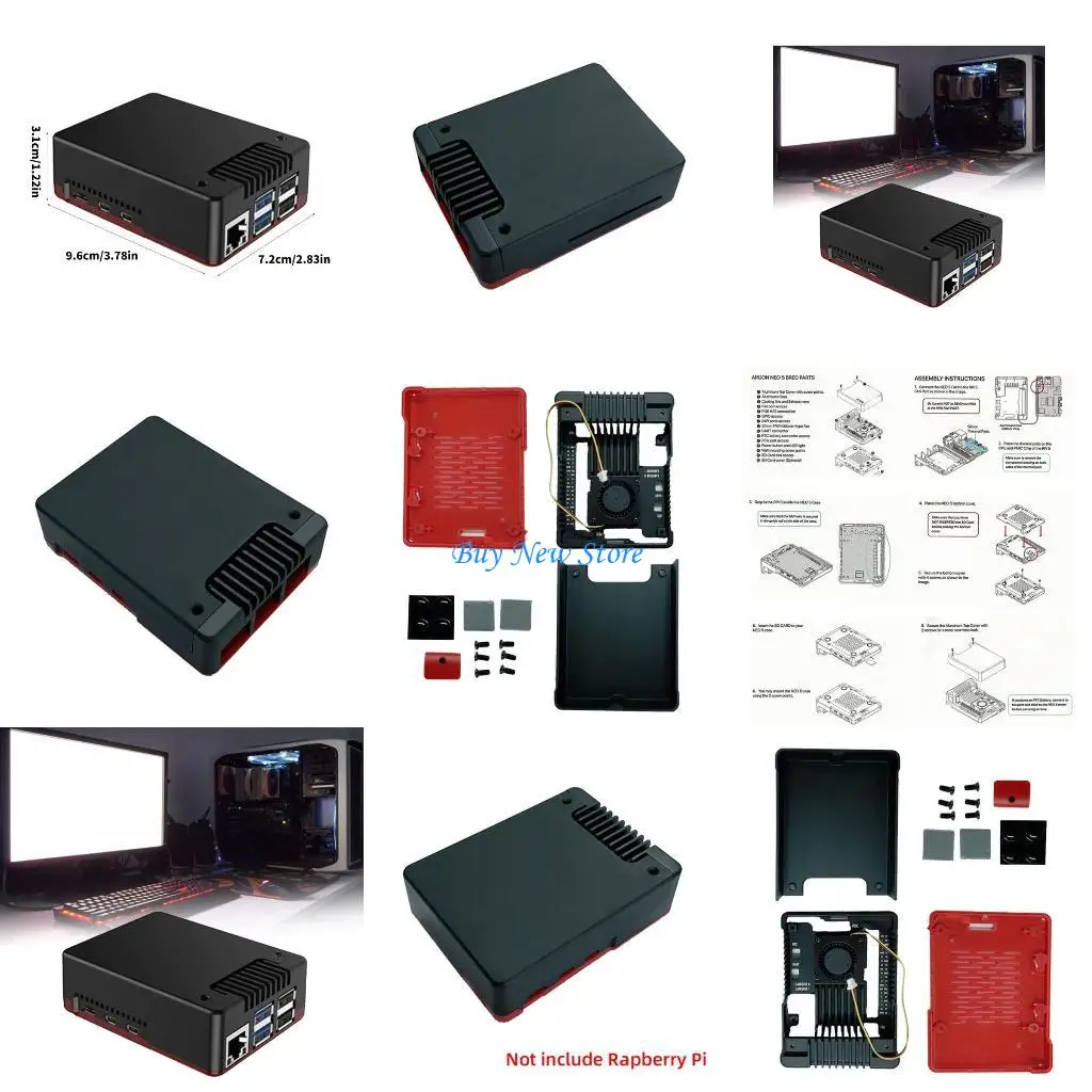 

20CE Compact Aluminum Case Argon for RPI5 Passive Cooling Metal Enclosure