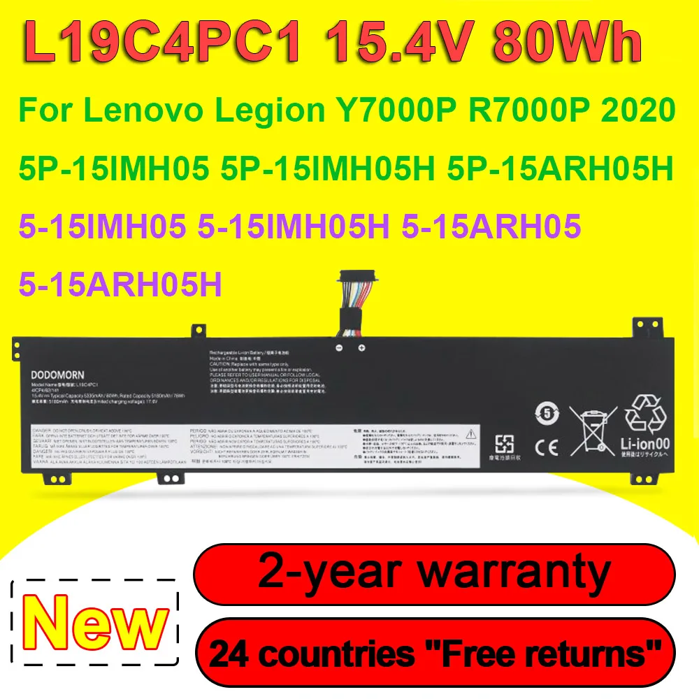 

DODOMORN 80Wh L19C4PC1 L19M4PC1 Laptop Battery For Legion Y7000P R7000P 2020,5-15IMH05 5-15ARH05 5P-15IMH05 5P-15ARH05H OEM