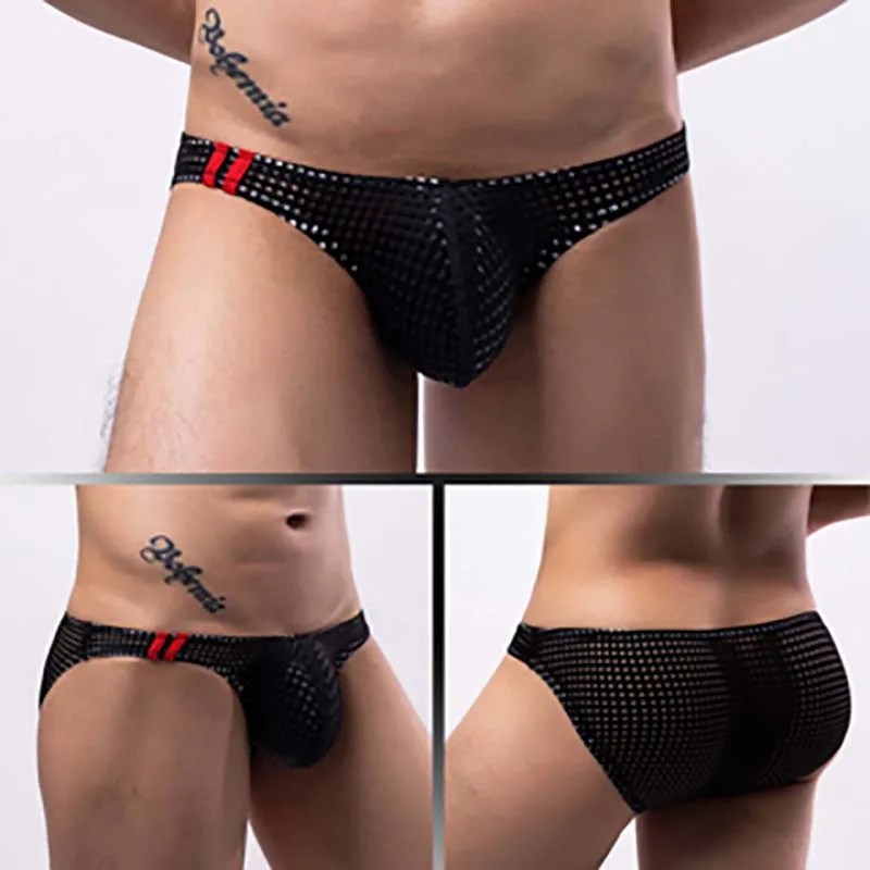 Underwear Brief men Sexy Boxers Lingerie Men\'s Underpants Low-Rise Breathable Mesh Bikini U Convex Pouch Male Panties Gay Shorts