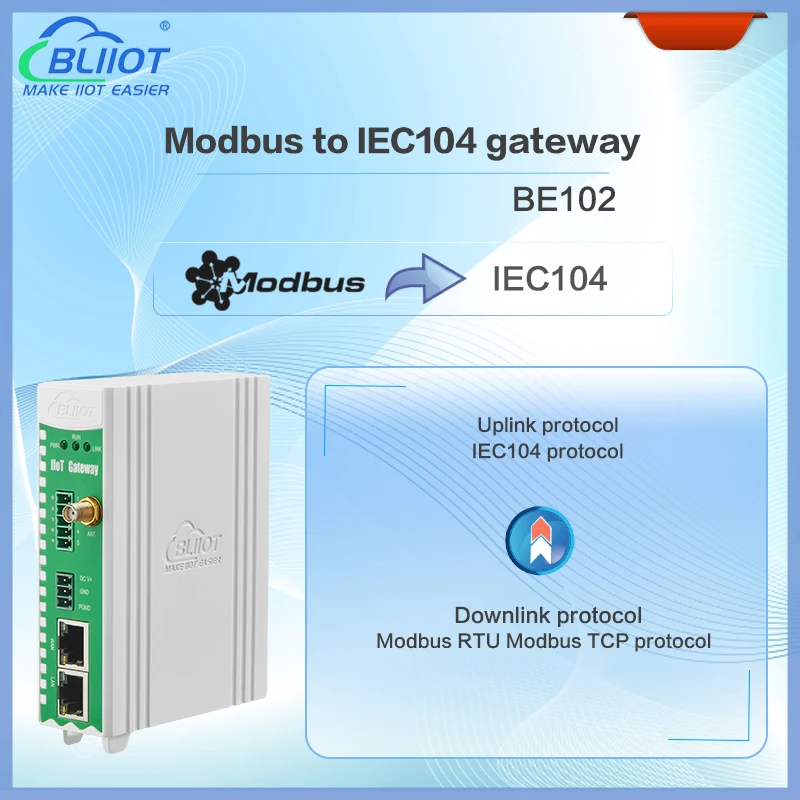 Smart Grid Modbus RTU Modbus TCP to IEC 104 SCADA Converter Energy Monitoring Gateway Support Ethernet Wifi 4G