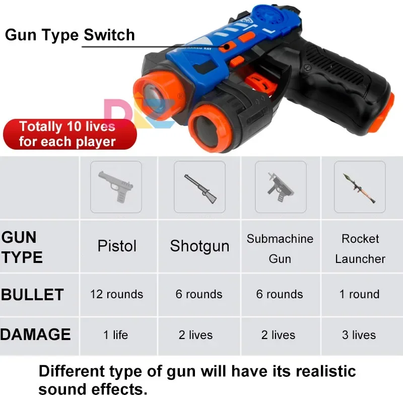 Laser Tag Gun Set Electric Infrared Battle Game Toy Guns Weapon Kids Laser Strike Pistol For Boys Children Indoor Outdoor Sports