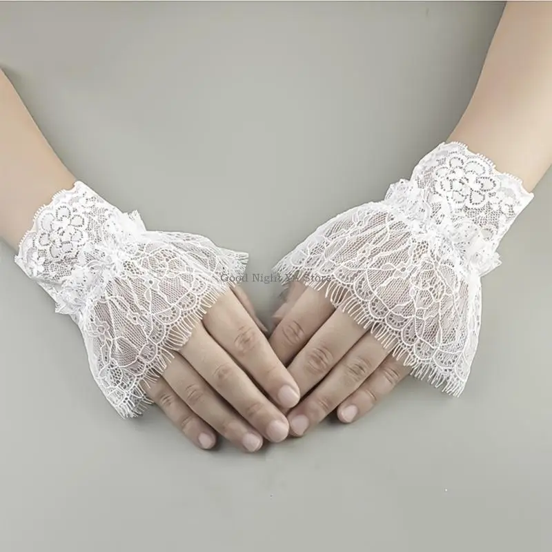 Phụ nữ tua ngắn tay áo cổ tay cổ tay còng găng tay không ngón tay