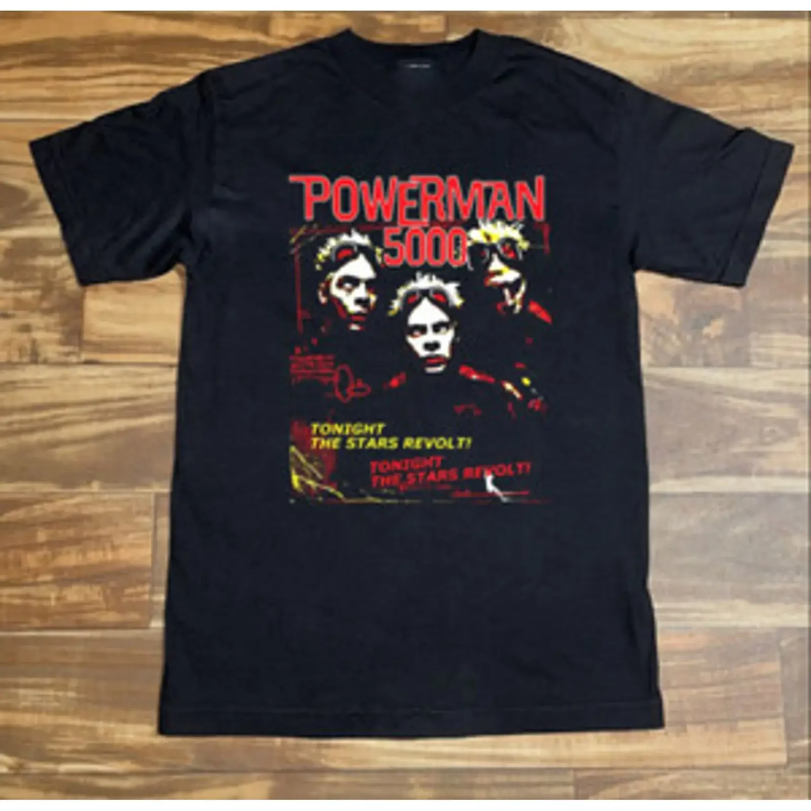 Powerman 5000 Stars Revolt Tour Short Cotton T Shirt All Size vintage Washed Comfortable designer clothes Unisex Slightly