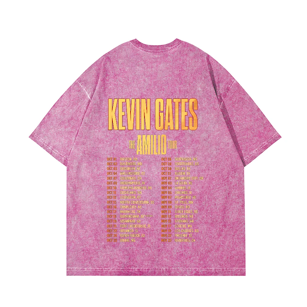 

Хлопковая футболка Kevin Gates The Amilio Tour 2025 с круглым вырезом и короткими рукавами, графические футболки, повседневная мужская/женская уличная одежда