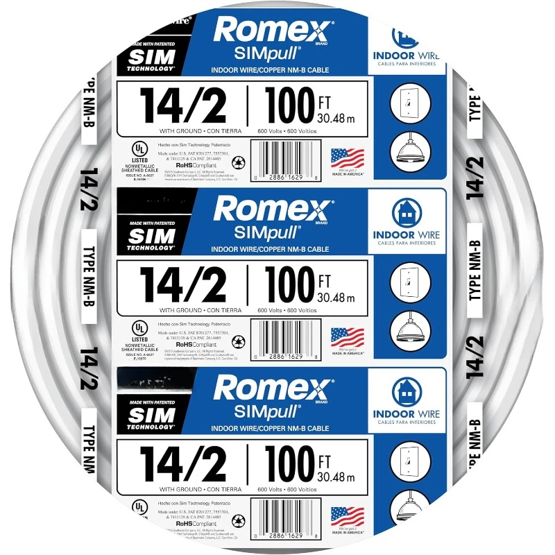 Brand Simpull Solid Indoor 14/2 W/G NMB Cable 100ft Coil - SW# 28827423
