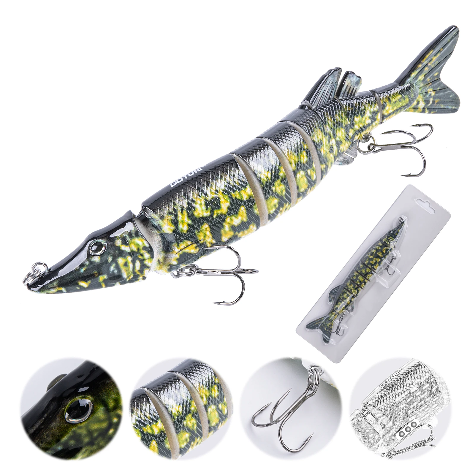 

Goture Lifelike Big Size Multi Jointed Fishing Lure Swimbait 12.5cm 20cm 19g 60g Hard Baits Wobbler Tackle Sinking Crankbait