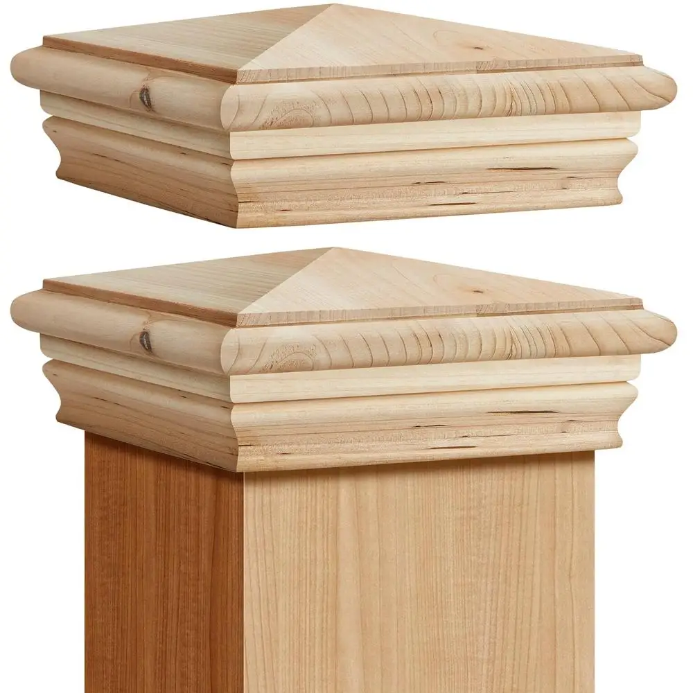 2 pacote de madeira cedro 6x6 Polegada cerca newel post boné rotat resistente topper deck ao ar livre bonés design elegante material durável fácil