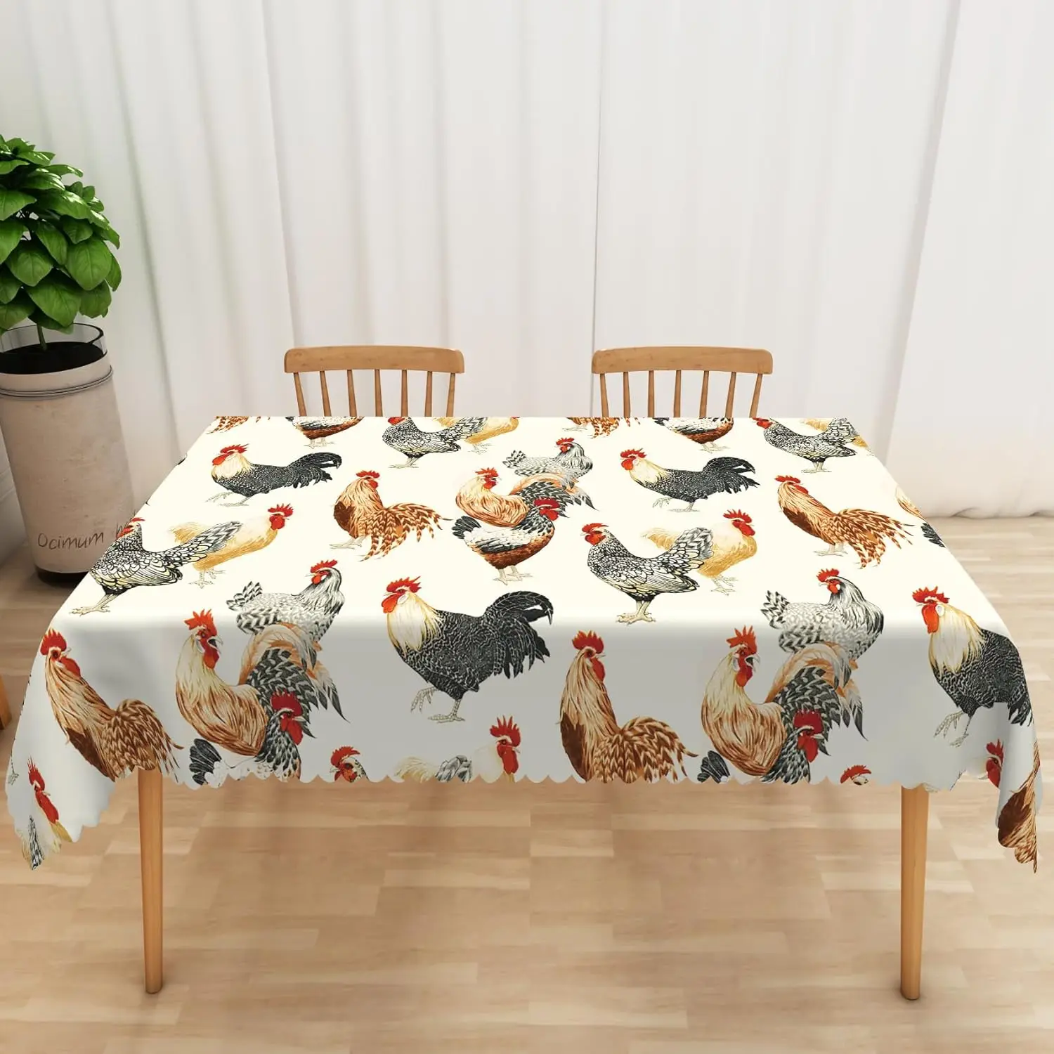 Rooster Hens Rectangle Tablecloth Home Decorations Rustic Farmhouse Country Kitchen Dining Waterproof Table Cloths Party Decor