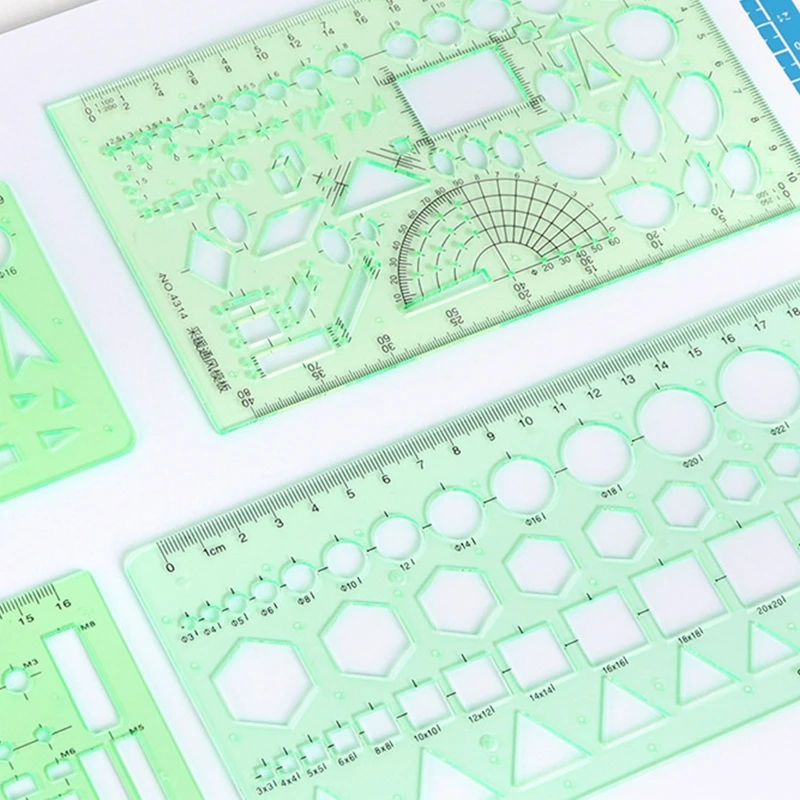 Geometric Template Ruler 1pc Lightweight Portable Plastic Ruler Anti Deformed Students Measuring Tool School Stationery Y3NC