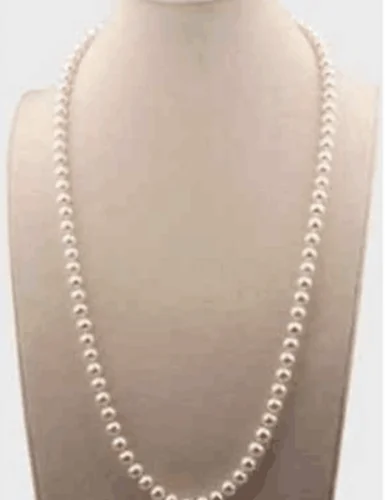 

Gorgeous AAA+++ 9-10mm round Akoya white natural pearl necklace 24 inch Long