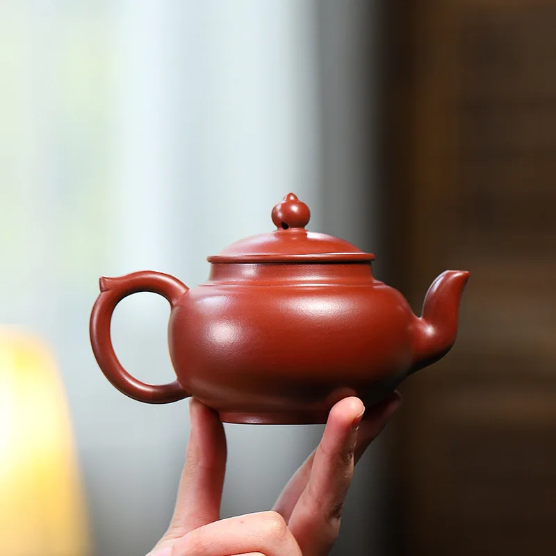 Yixing Purple Clay Pot Pure Hand-made Tea Pot Kung Fu Tea Set Authentic Dahongpao Smile Cherry Pot 250cc