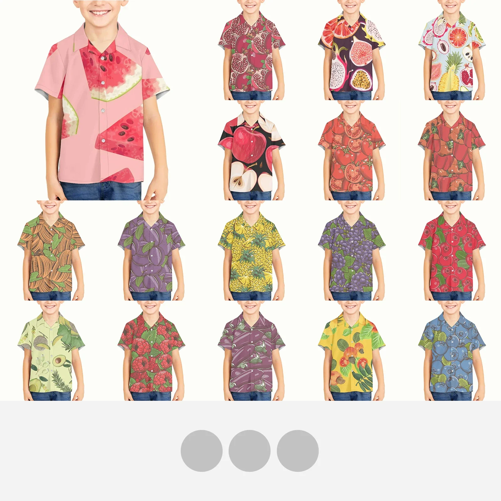 Fruit Pattern Children Boys Summer Beach 3D Digital Printing Hawaiian Fashion Loose Casual Short Sleeve Shirts Drop Shipping