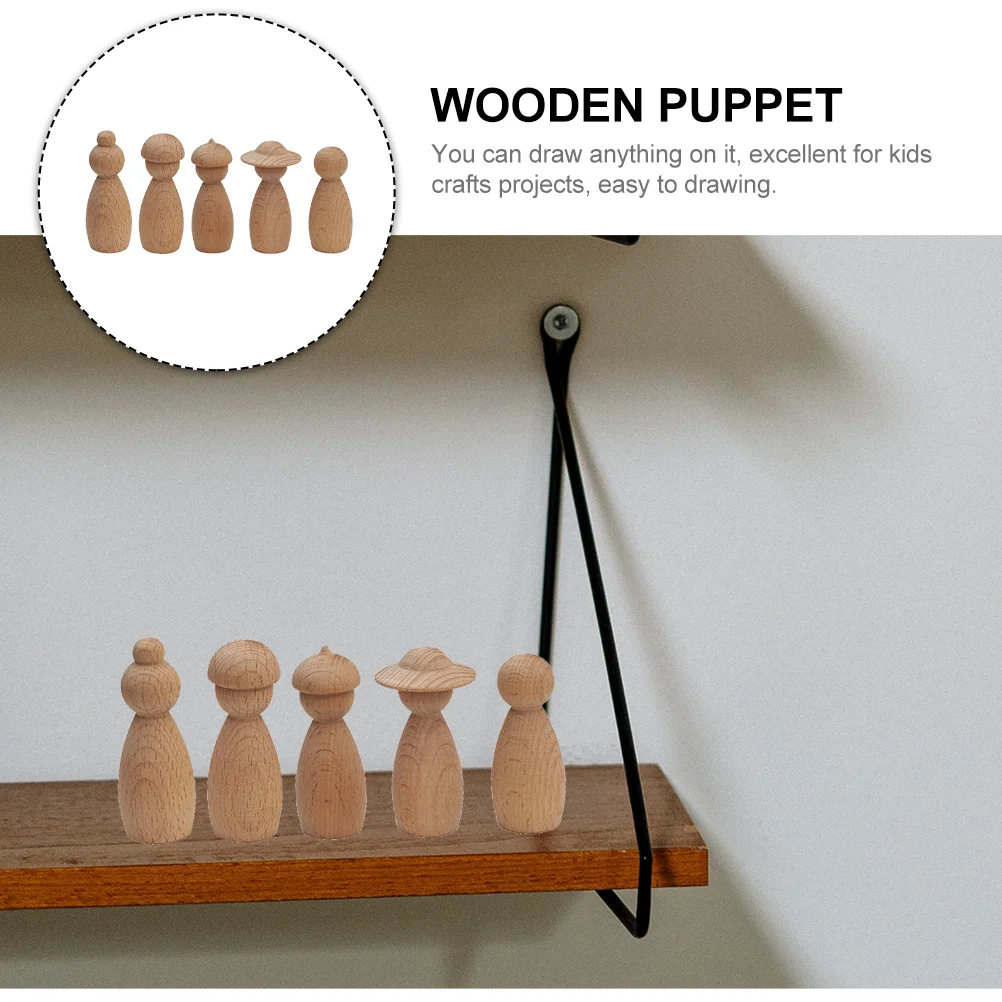 Painting Puppet Wooden Puppet Decors Garden Layout Ornaments Blank Simulated Puppet Ornaments Wooden Puppet Decors