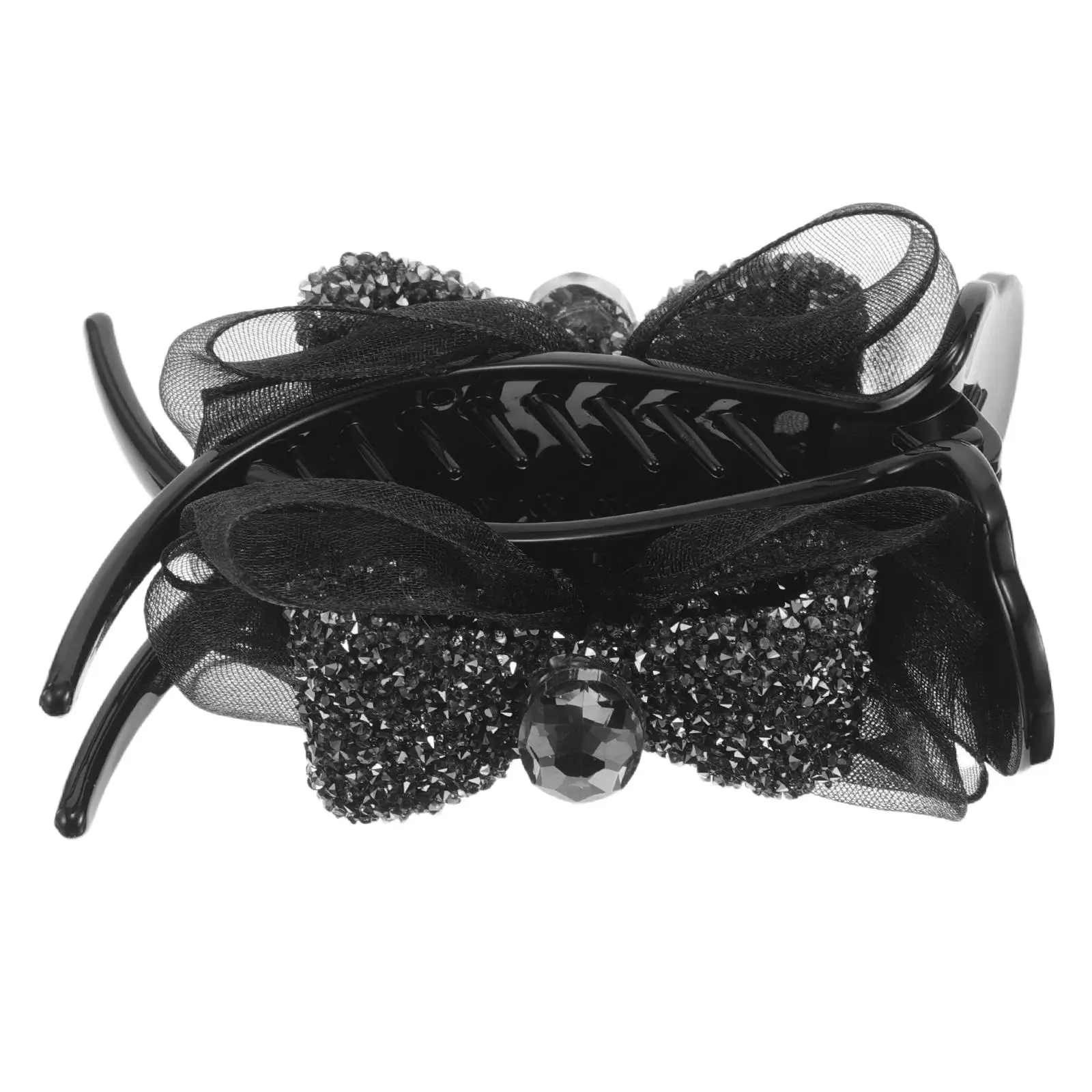 

Rhinestone Hair Women Cute Bow Black Plastic Styling Bridesmaid Fashion Versatile Chinese Hair Clips Powerful Shark