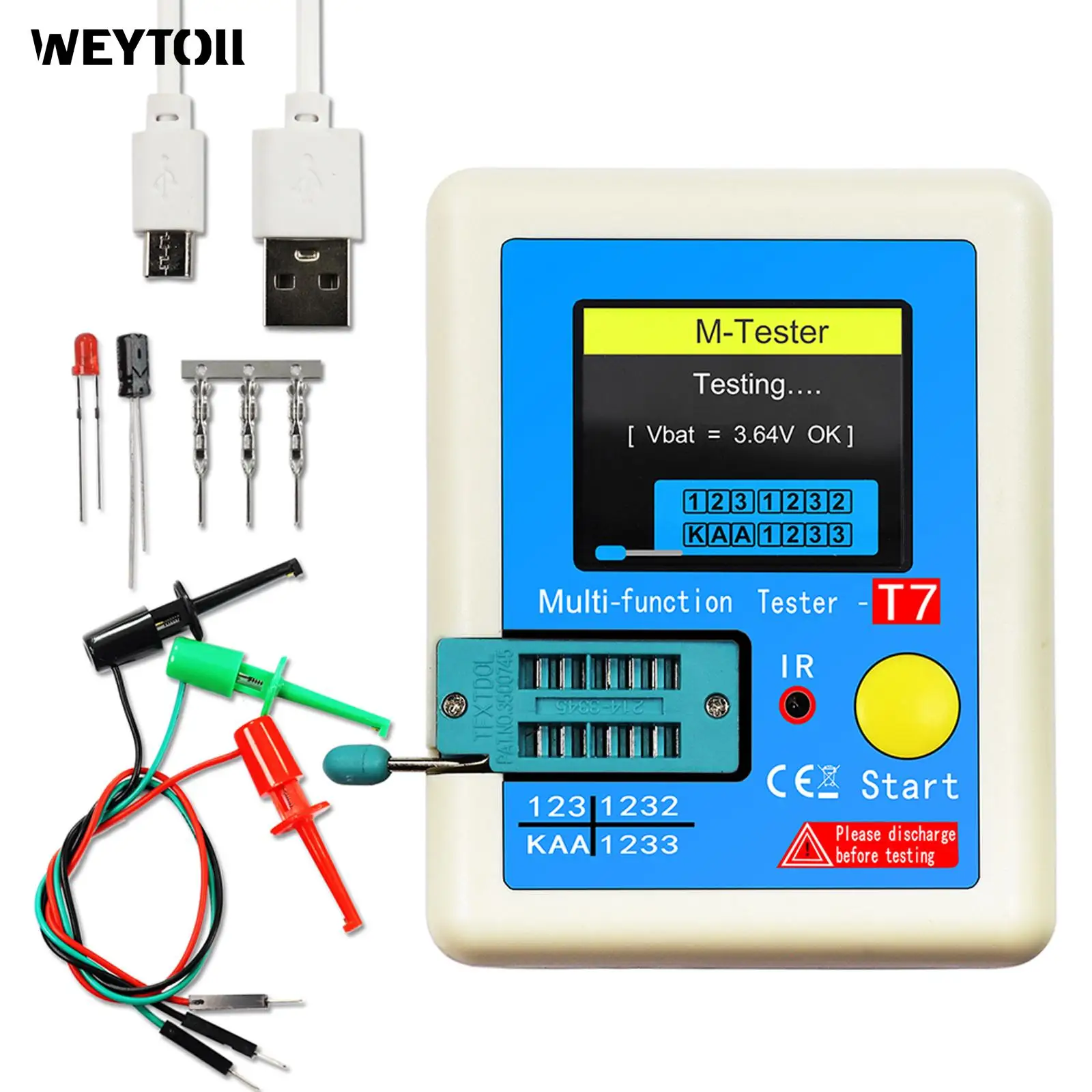 LCR-T7 New Transistor Tester TFT Diode Triode Capacitance Meter LCR ESR Meter NPN PNP MOSFET IR Multifunction Tester Multimeter