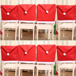 48*58cm Red Christmas Santa Claus Hat Chair Cover Xmas Dinner Party Oranments Merry Chrismas Decor For Home 2025 Happy New Year