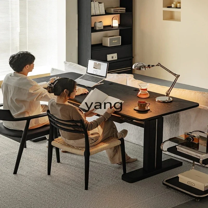 

LH Lifting Desk Solid Wood Black Study Double Ash Computer Electric Smart Study Table