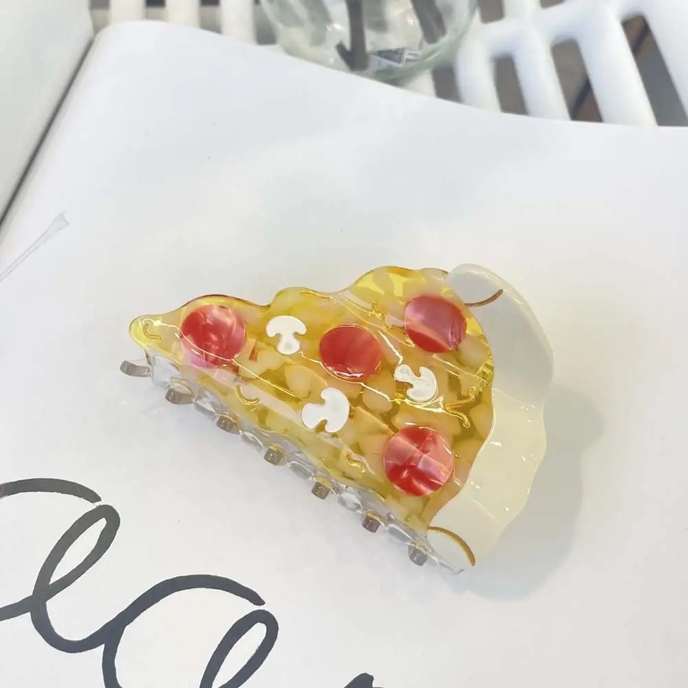 Elegant Cake Pizza Hair Claw Cherry Mid Size Mushroom Shark Clip Geometric Hair Accessories Acetate Hair Clip Daily