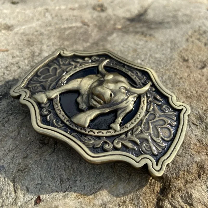 3D Classical Leather Man Belt Buckle Solid Brass Metal Bull Cowboy Western Belt Buckle For Man Belt Ceinture Hebilla