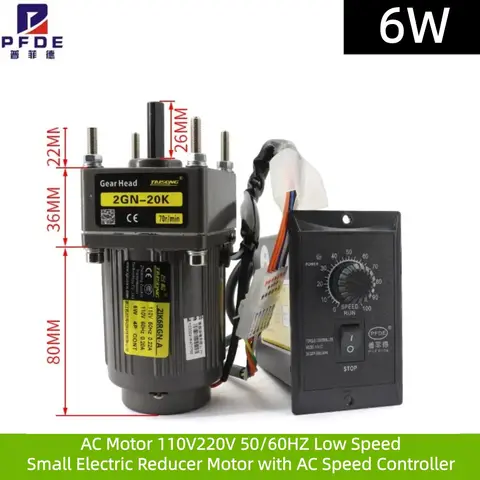 NEW  6W AC Motor 110V220V 50/60HZ Low Speed Small Electric Reducer Motor with AC Speed Controller CW CCW for Printing
